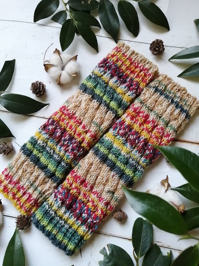 【M】春色のスパイラル編みレッグウォーマー