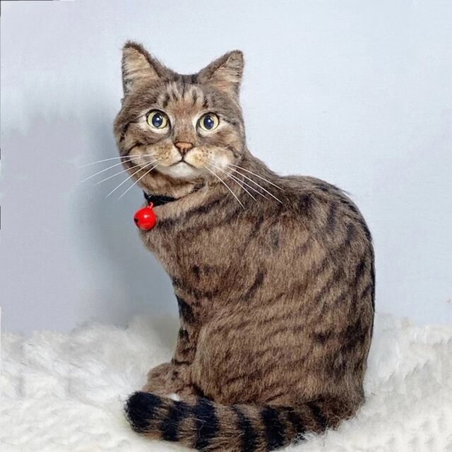 【オーダーメイド ペット】 羊毛 フェルト 猫 亡くなったペット ぬいぐるみ 猫 うちの子、ペット似顔絵、犬 猫 人形
