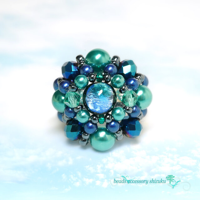 【蓄光】ホタル玉リングB＊13号＊タケトミマリン