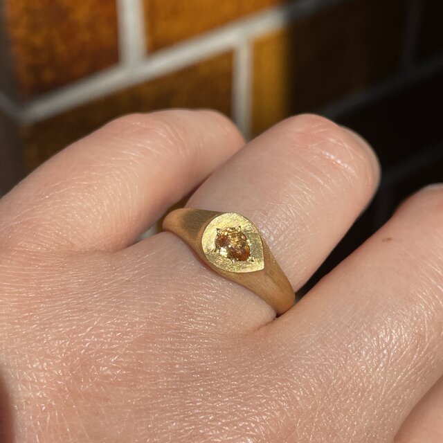 スペサルタイト ガーネット しずく 0.3ct 変形印台 シルバー