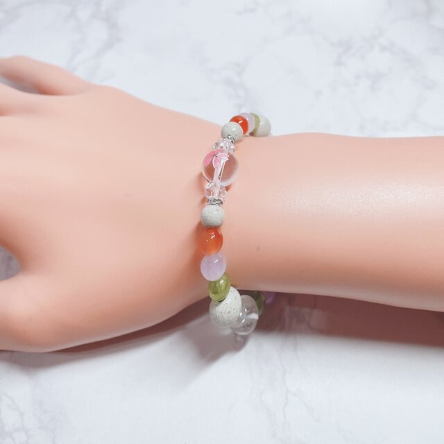 あらゆる病気や怪我の治療・手術のお守り 水晶桜入り スギライト 北