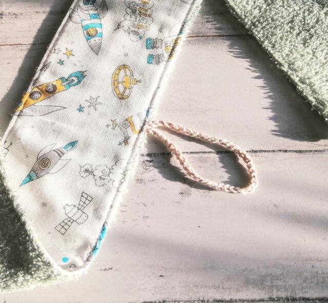 ハンドメイド オーダー 入園 入学 乾布摩擦 タオル 乾布摩擦タオル ポップな宇宙 9cm✕85cm ダブルガーゼ コットン