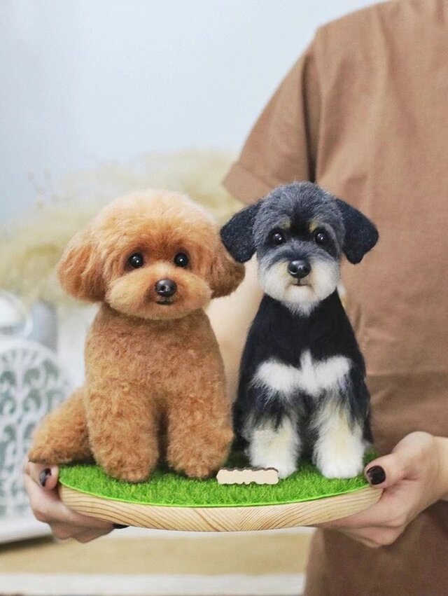 【オーダーメイド ペット】 羊毛フェルト オーダーメイド 亡くなったペット シュナウザー うちの子、ペット似顔絵、犬 猫 人形