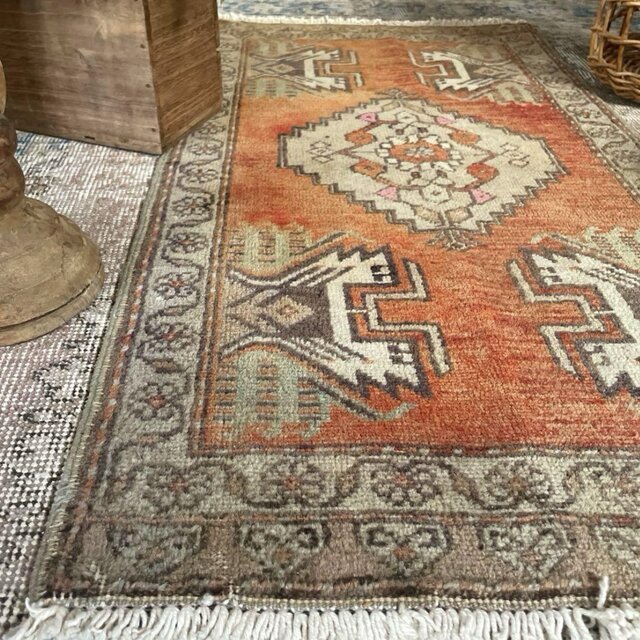 52×93 小さなメダリオン オレンジグラデーション トルコヴィンテージ