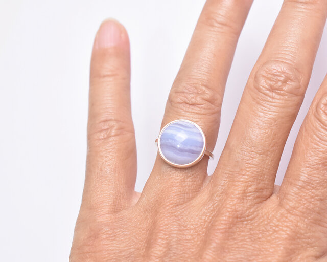 ブルーレースアゲートのシルバーリング 天然石 シルバー925 | iichi