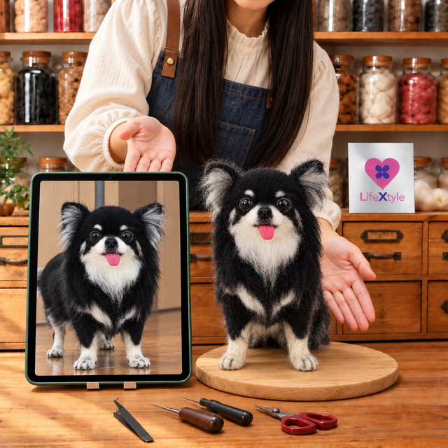 3D ペット肖像 置物｜犬を写真から作る羊毛フェルト フィギュア
