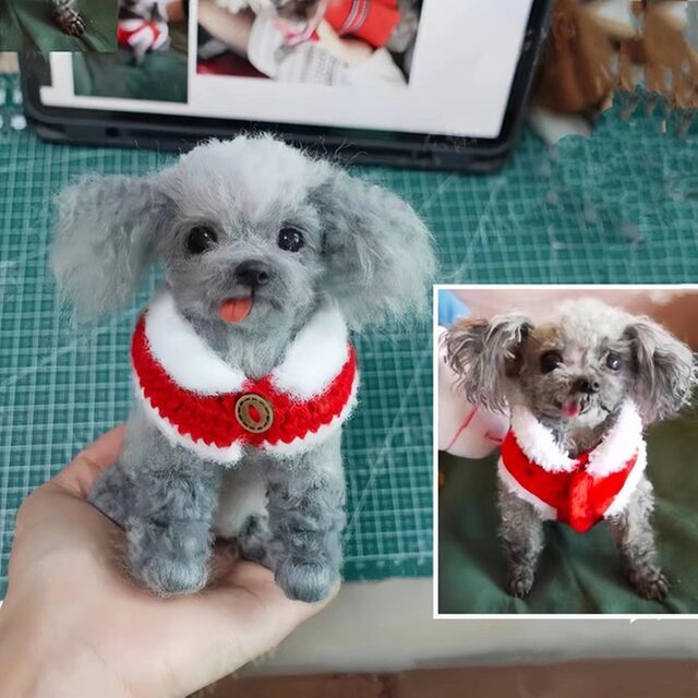 【オーダーメイド ペット】 羊毛 フェルト 犬 愛犬 羊毛フェルト グレーテディ うちの子、ペット似顔絵、犬 猫 人形