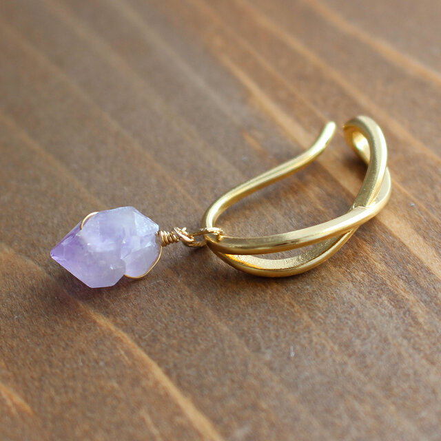 ✨2月誕生石✨ アメジスト＜原石＞のイヤーカフ