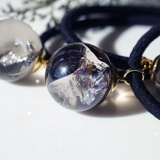 【一点物】雫 アイオライト ヘアゴム ✩.*˚天然石×ヘアゴム 一点物】雫 アイオライト ヘアゴム ✩.*˚天然石×ヘアゴム