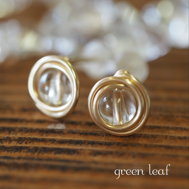 14kgf＊水晶の小さな一粒ピアス