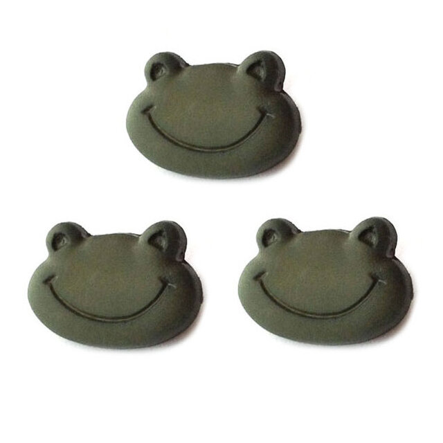 フランス ボタンかえるフェイス-ダークグリーン 3個 B-0489 AH カエル　蛙　フロッグ