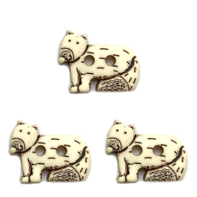 フランス製 ボタンカナーンドッグ アイボリー3個 19mm AH 犬 きつね B-2841
