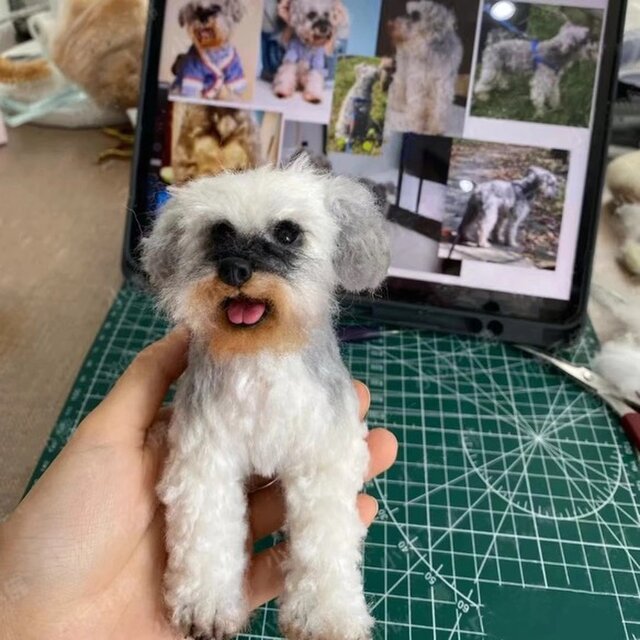 【オーダーメイド ペット】 羊毛 フェルト 犬 リアル オーダー 羊毛フェルト 犬 テディ うちの子、ペット似顔絵、犬 猫 人形