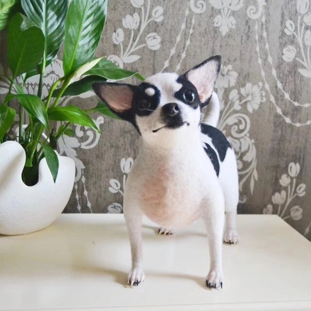 【オーダーメイド ペット】 フェルト ペット 羊毛フェルト オーダーメイド 犬 チワワ うちの子、ペット似顔絵、犬 猫 人形