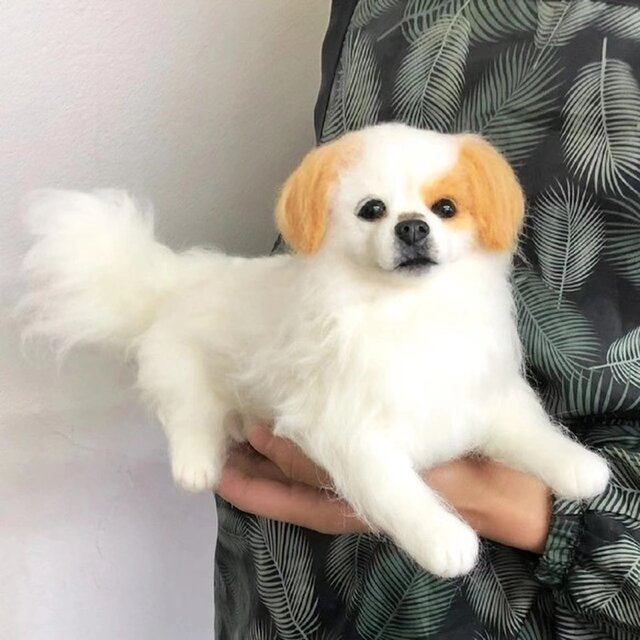 【オーダーメイド ペット】 羊毛 フェルト オーダー 羊毛フェルト 犬 ペキニーズう ちの子、ペット似顔絵、犬 猫 人形