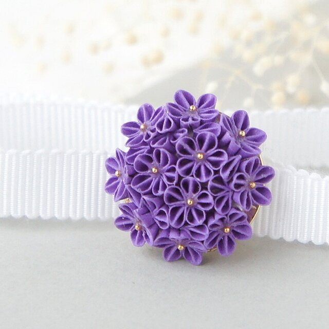 つまみ細工帯留め　薄紫　シルバー つまみ細工帯留め 薄紫 シルバー つまみ細工 和小物 帯留め | 笹乃堂