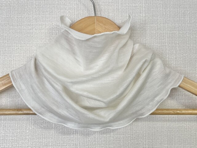 ゆったりやわらかリネン麻100%生成りオフホワイトネックウォーマー  