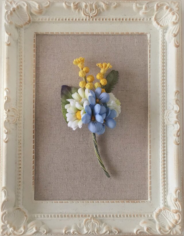 〈染め花〉小ぶりな花束コサージュN