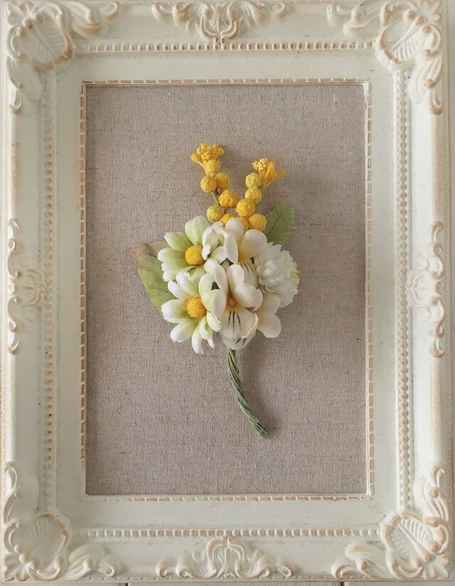 〈染め花〉小ぶりな花束コサージュO