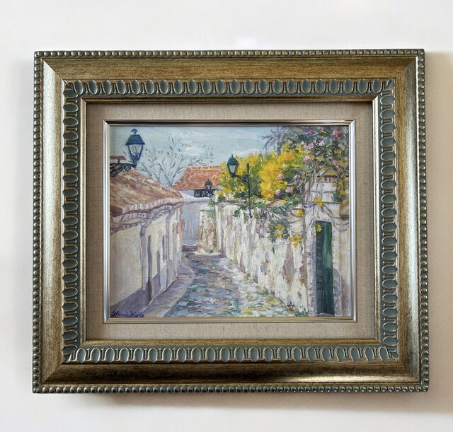 昼下がり(油絵F3号、スペイン、グラナダ、原画) | iichi 日々の暮らし