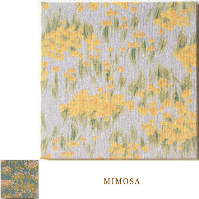春 ミモザのファブリックパネル  ２タイプ 木製アートボード mimosa