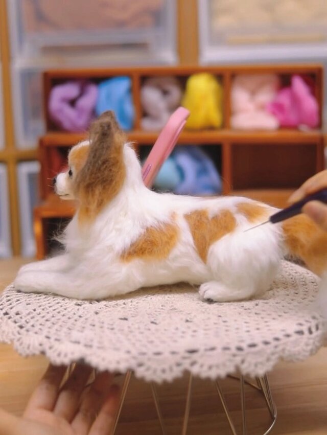 受注作製】羊毛フェルト、うちの子、犬ぬいぐるみ、フェルト犬