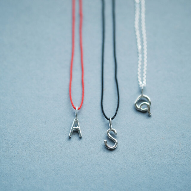 手書き風 イニシャル アルファベット ネックレス シルバー925
