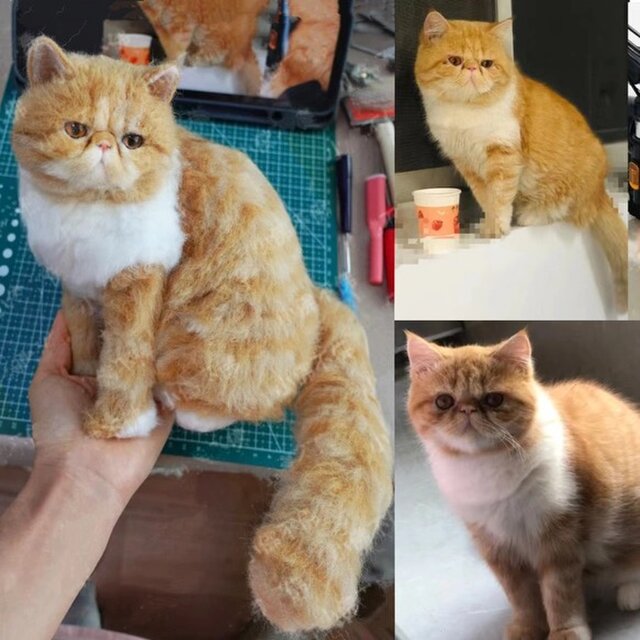 【オーダーメイド ペット】 ペット ぬいぐるみ  羊毛 フェルト 猫 リアル オーダー うちの子、ペット似顔絵、犬 猫 人形