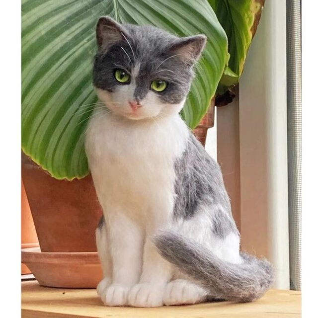 【オーダーメイド ペット】 猫 ぬいぐるみ オーダー 羊毛 フェルト 猫 リアル オーダー うちの子、ペット似顔絵、犬 猫 人形