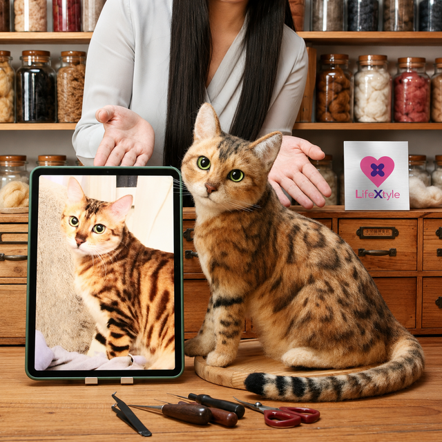 長毛の三毛猫 羊毛フェルト｜愛猫 リアル再現 | iichi 日々の暮らしを