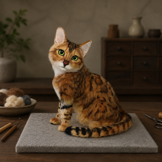 茶白の猫 羊毛フェルト｜うちの子 オーダー | iichi 日々の暮らしを