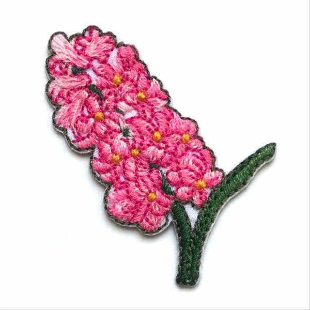 アップリケワッペン ヒヤシンス ピンク U フラワー 花 球根 春 W-1892