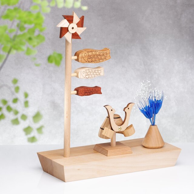新入荷 受注製作】《new！》木製兜と鯉のぼり☆けやきお名前札付☆端午 端午の節句