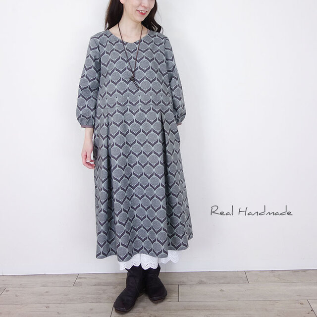 予約販売] リネン北欧風フラワー切替バックリボンワンピース | iichi