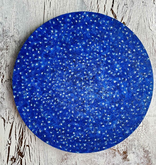 直径25㎝ コバルトブルーの星空 20252-5 油彩・原画・円形アートパネル