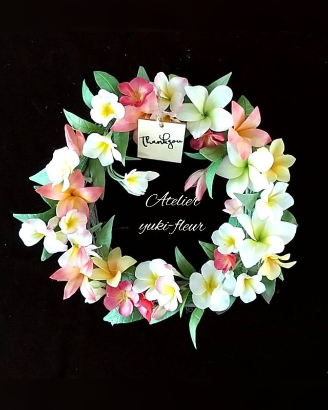☆クレイフラワー作品（プルメリアのリース）☆
