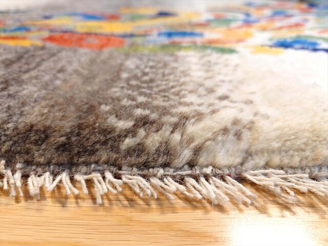 ペルシャギャッベ ソファ前120×82 ライトブラウン孔雀小判型