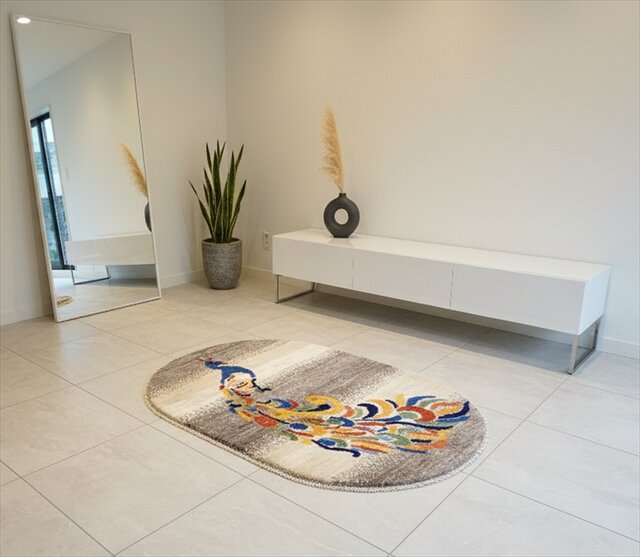 ペルシャ　ギャッベ 120×82 ライトブラウン　孔雀　小判型 ペルシャ ギャッベ 120×82 ライトブラウン 孔雀 小判型 ペルシャ