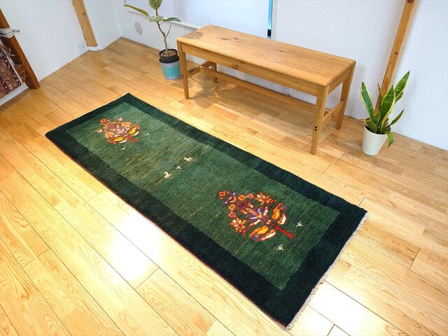 ウール ギャッベ ランナーラグ 廊下マット ペルシャ絨毯 11/9迄iichi限定目玉】ペルシャ ギャッベ ランナー大 リビング 廊下敷