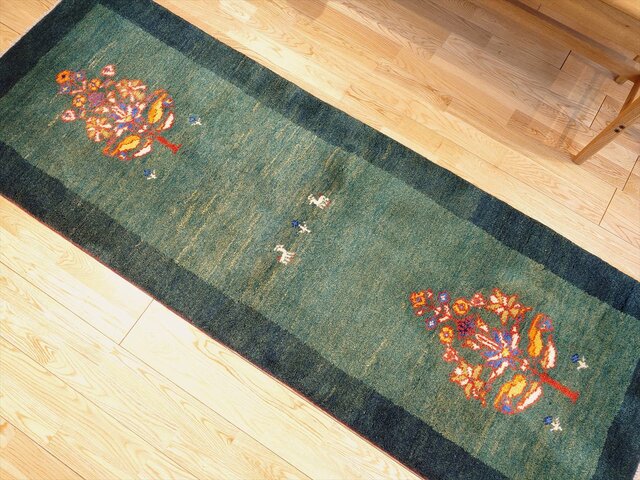 ウール ギャッベ ランナーラグ 廊下マット ペルシャ絨毯 11/9迄iichi限定目玉】ペルシャ ギャッベ ランナー大 リビング 廊下敷