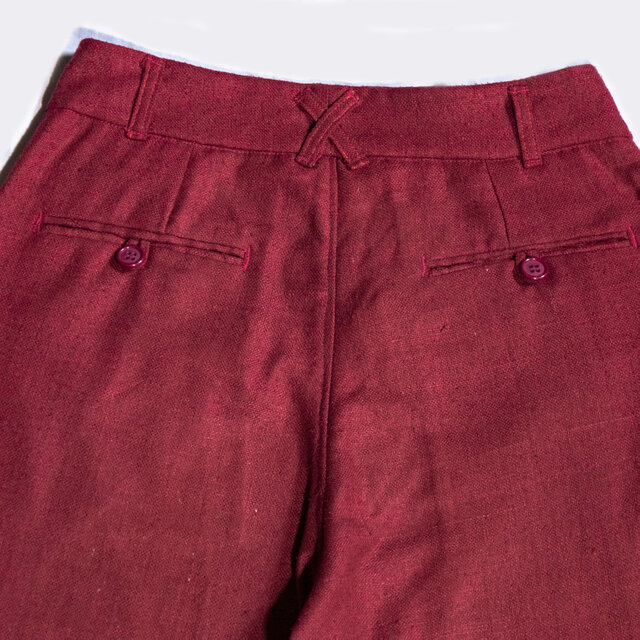 Véritécœur 赤 ワイドパンツ オーダーメイド、レッド(赤)デッドストックシルク、Aライン