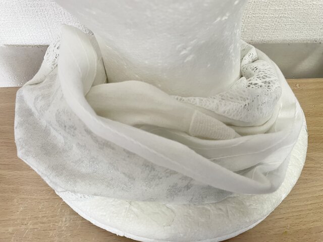 ホワイトレースシルバーレオパード&ホワイト国内手作りネック  