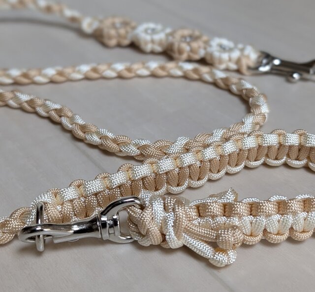 パラコードカフェリード 花モチーフが可愛い 中型、小型犬用 (全長