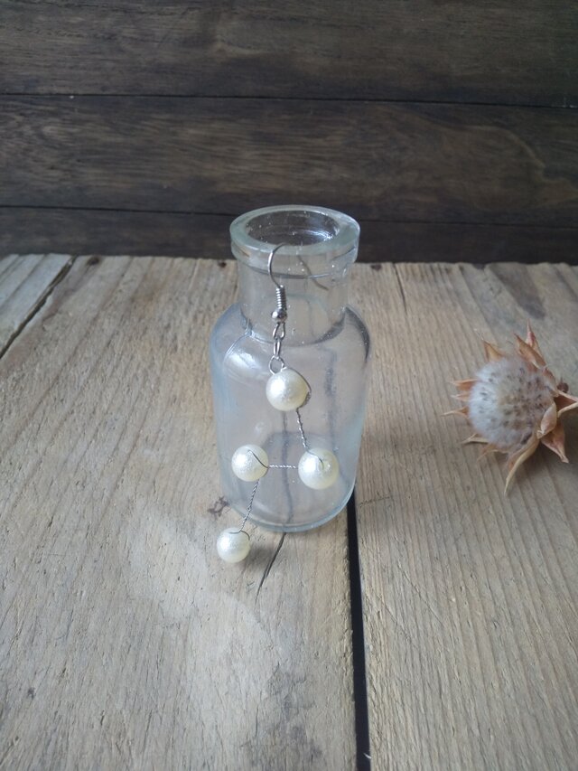 コットンパールのハリガネピアス