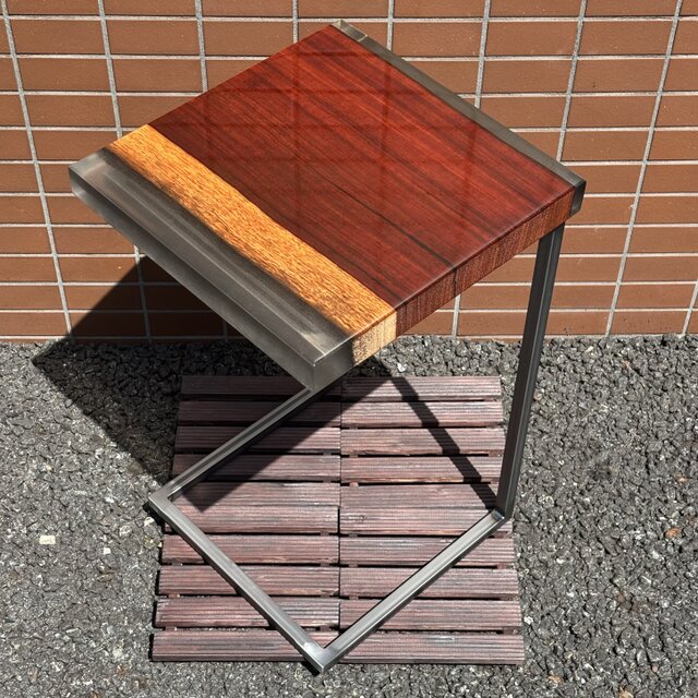 サイドテーブル アイアン 無垢材 木製 一枚板 コの字 おしゃれ