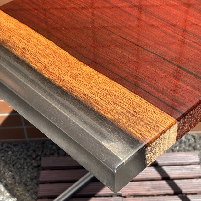 サイドテーブル アイアン 無垢材 木製 一枚板 コの字 おしゃれ