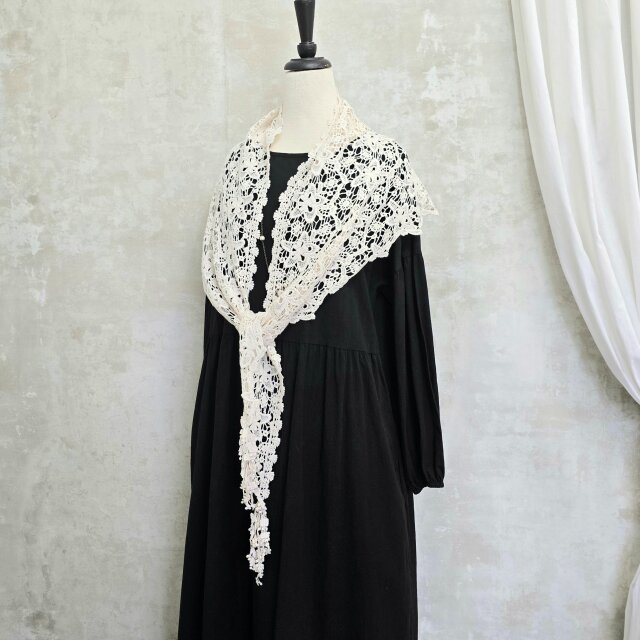 ロング三角ショール♧生成コットンレース | iichi 日々の暮らし