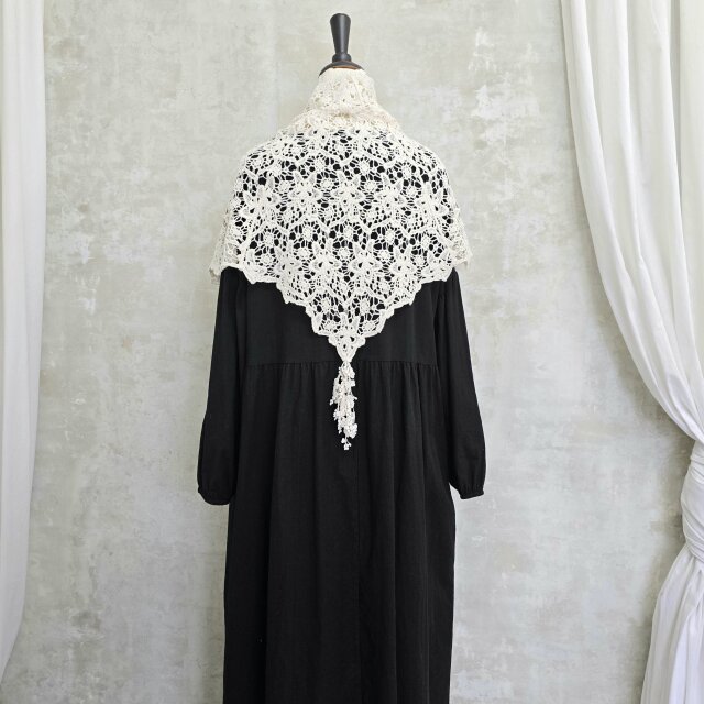 ロング三角ショール♧生成コットンレース | iichi 日々の暮らしを