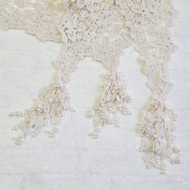 ロング三角ショール♧生成コットンレース | iichi 日々の暮らしを