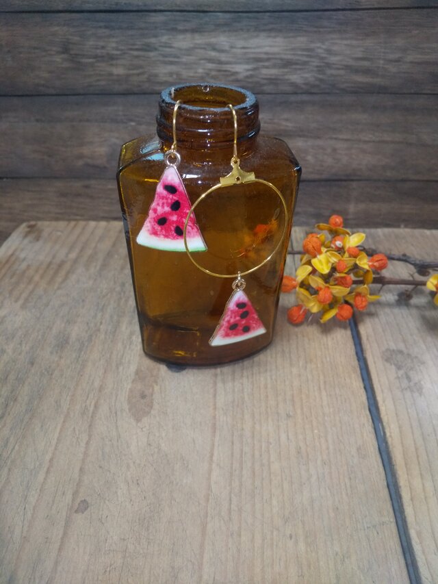 スイカフープピアス